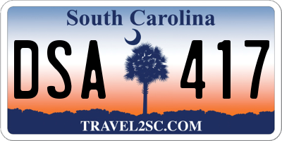 SC license plate DSA417