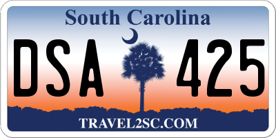 SC license plate DSA425