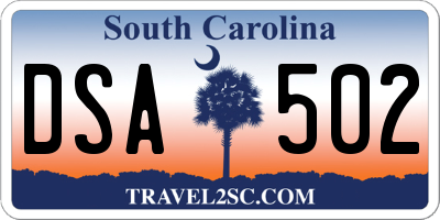 SC license plate DSA502