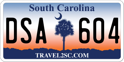 SC license plate DSA604