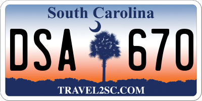 SC license plate DSA670