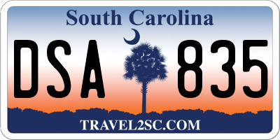 SC license plate DSA835