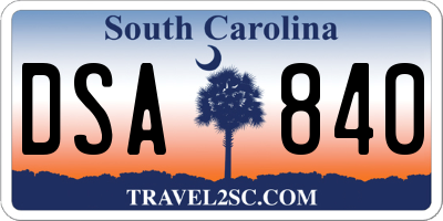 SC license plate DSA840
