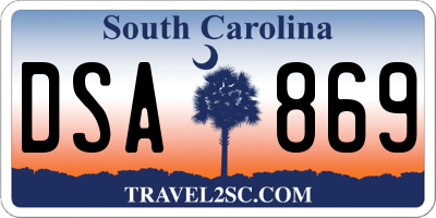 SC license plate DSA869