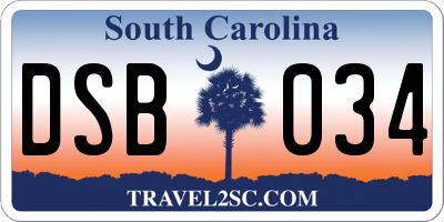 SC license plate DSB034