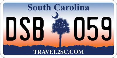 SC license plate DSB059