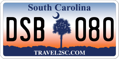 SC license plate DSB080