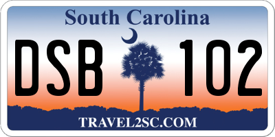 SC license plate DSB102
