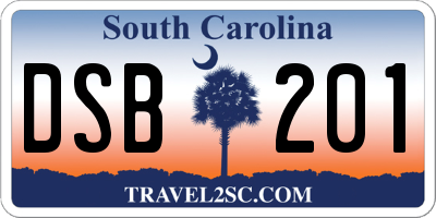 SC license plate DSB201
