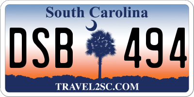 SC license plate DSB494