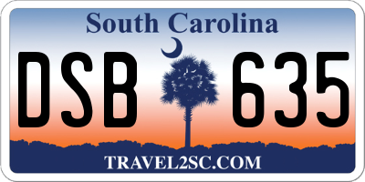 SC license plate DSB635