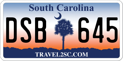 SC license plate DSB645