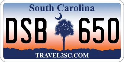 SC license plate DSB650
