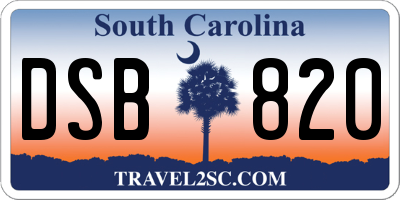 SC license plate DSB820