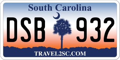 SC license plate DSB932