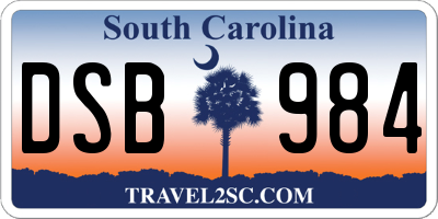 SC license plate DSB984