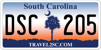 SC license plate DSC205
