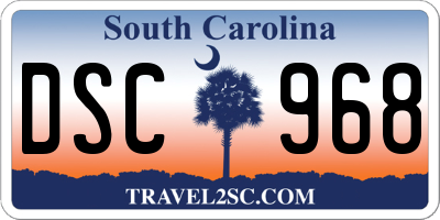 SC license plate DSC968