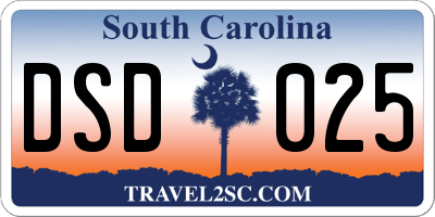 SC license plate DSD025
