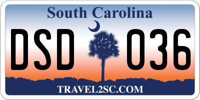 SC license plate DSD036