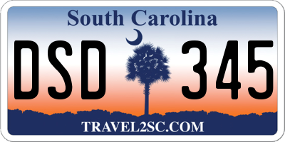 SC license plate DSD345
