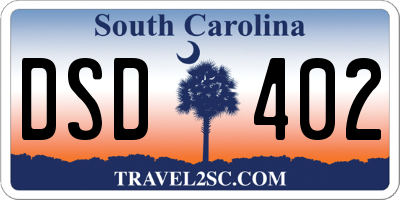 SC license plate DSD402