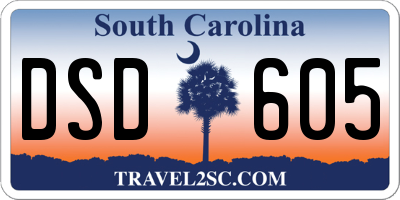 SC license plate DSD605