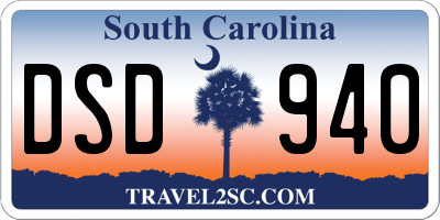 SC license plate DSD940
