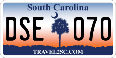 SC license plate DSE070