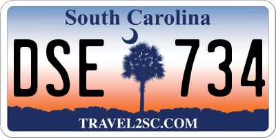 SC license plate DSE734