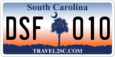 SC license plate DSF010