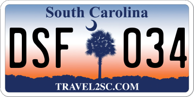 SC license plate DSF034