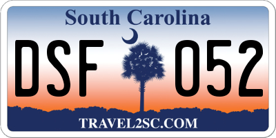 SC license plate DSF052