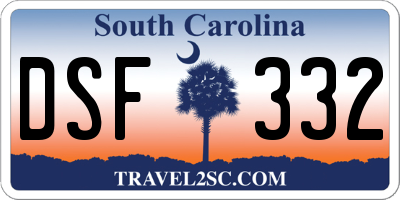 SC license plate DSF332
