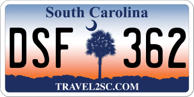 SC license plate DSF362