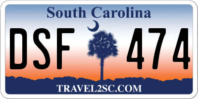 SC license plate DSF474