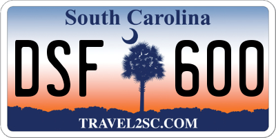 SC license plate DSF600