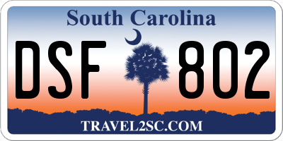 SC license plate DSF802