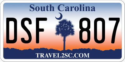 SC license plate DSF807