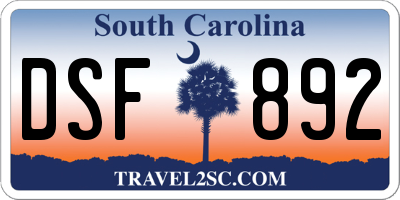 SC license plate DSF892