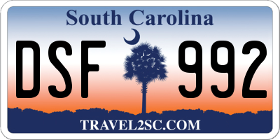 SC license plate DSF992