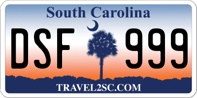 SC license plate DSF999