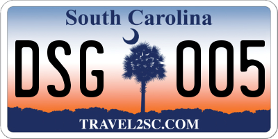 SC license plate DSG005