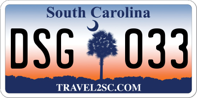 SC license plate DSG033