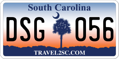 SC license plate DSG056