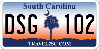 SC license plate DSG102