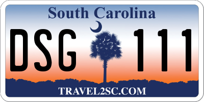 SC license plate DSG111