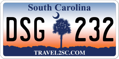 SC license plate DSG232