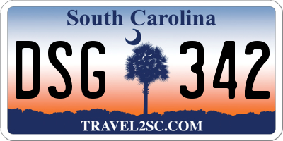 SC license plate DSG342