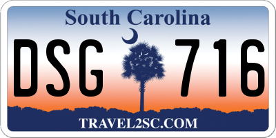 SC license plate DSG716